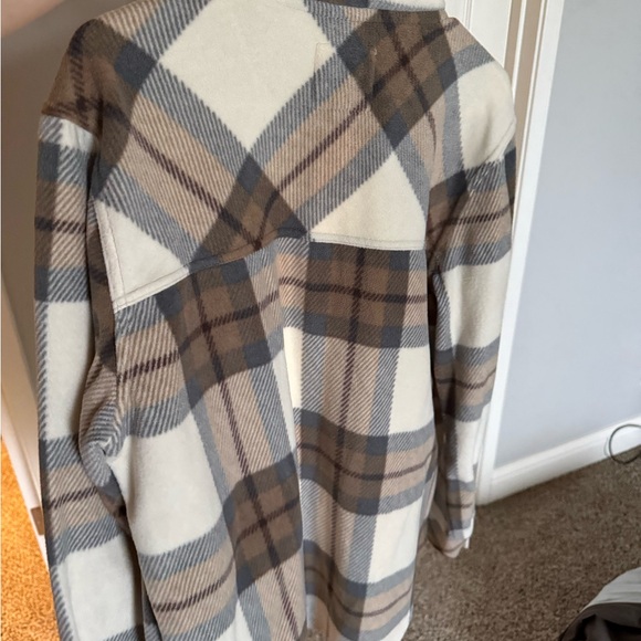 Thread & Supply Cream and Brown Plaid Overshirt - Picture 5 of 7